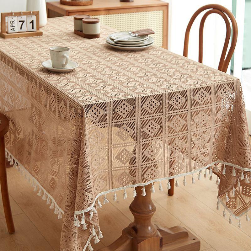 Luxury Tablecloth High Sense Hollow Non-slip Cover Lace Dust-proof Dining Table Fabric Tablecloth Wear-resistant Household