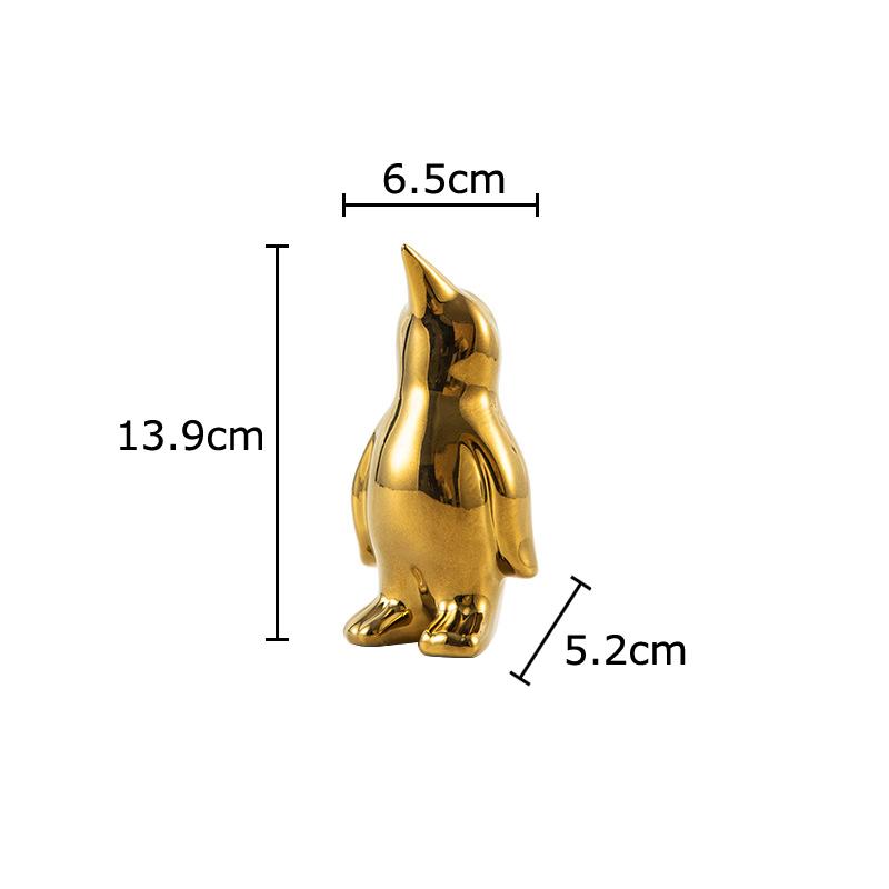 Creative Penguin Gold-plated Ceramic Statue Desk Decoration Penguin Sculpture Abstract Crafts Ornaments Room Aesthetics Decor