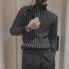 Men's Trendy Striped Slim Turtleneck Sweater for Autumn & Winter