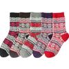 5/10 Pairs Casual Autumn Winter Thickened Warm Socks: Women's Double Layer Octagonal Flower Rabbit Wool Socks Retro Coarse Knit Women's Socks