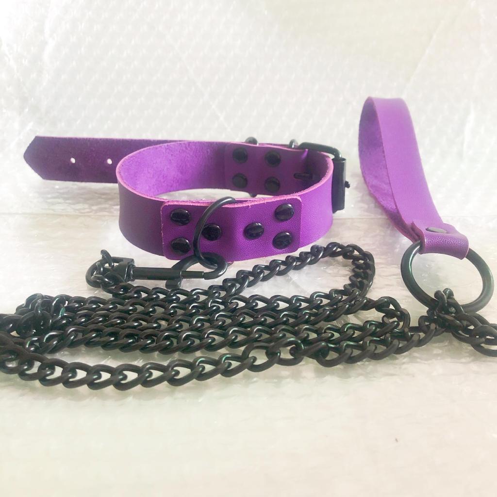Gothic PU Leather Collar with Chain Leash - Cosplay & Nightclub Necklace