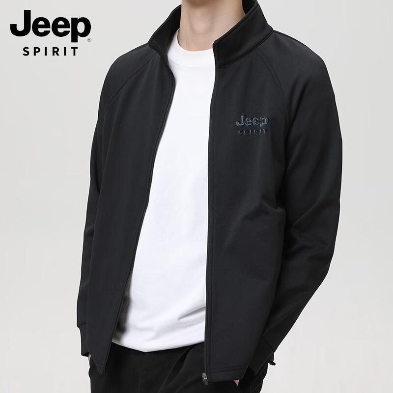 JEEP SPIRIT Men's Stand-Collar Casual Knit Jacket