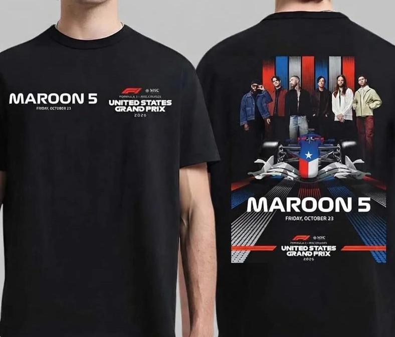 Maroon 5 Tour Shirt 2026 Maroon 5 Concert Shirt F1 United States Grand Prix Te Unisex T-Shirt XXL