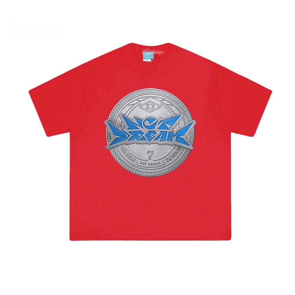 

NCT DREAM Топы с принтом 100% хлопок 2025 НОВАЯ футболка на лето Хлопковая мода Футболка с круглым вырезом Женская одежда XXL красный