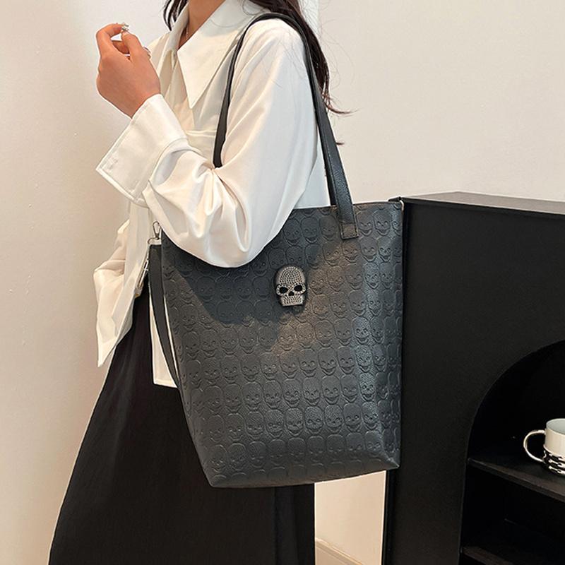 Bolso de Hombro de Gran Capacidad Bolso Tote Vintage de Calavera de Halloween para Mujer Monedero con Billetera Bolso de Mano Moderno de Cuero Sintético