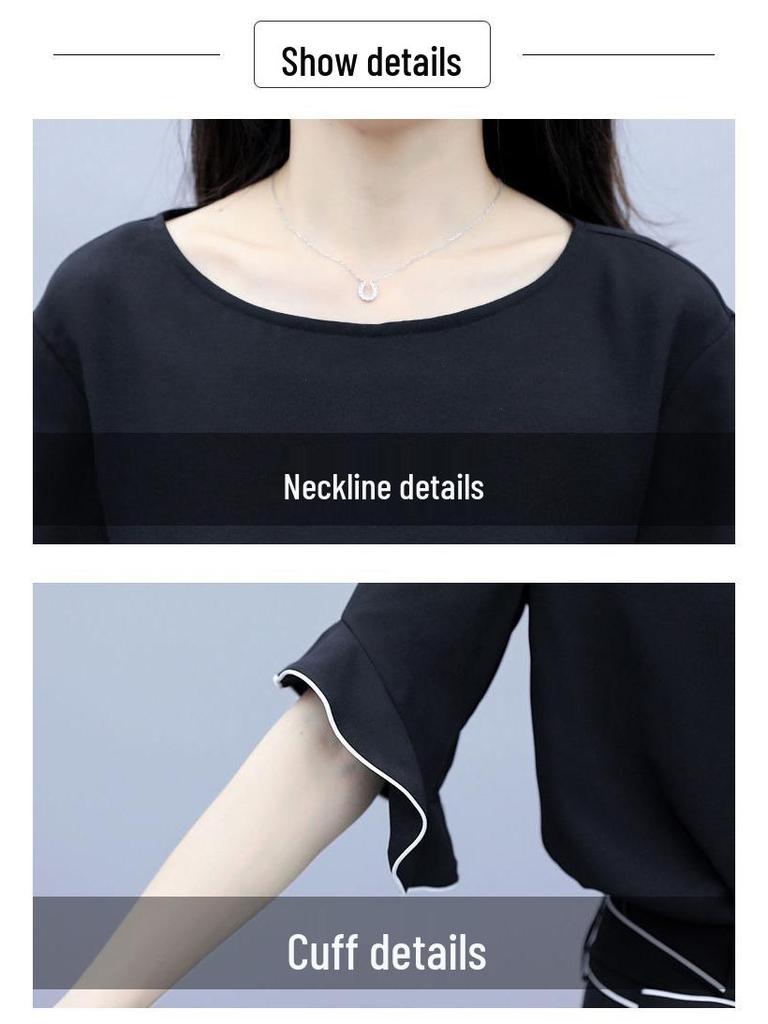 Women's 2023 Summer Wide-Leg Pants Suit: High-Waisted, Slimming, Fashionable Yujie Casual Two-Piece Set