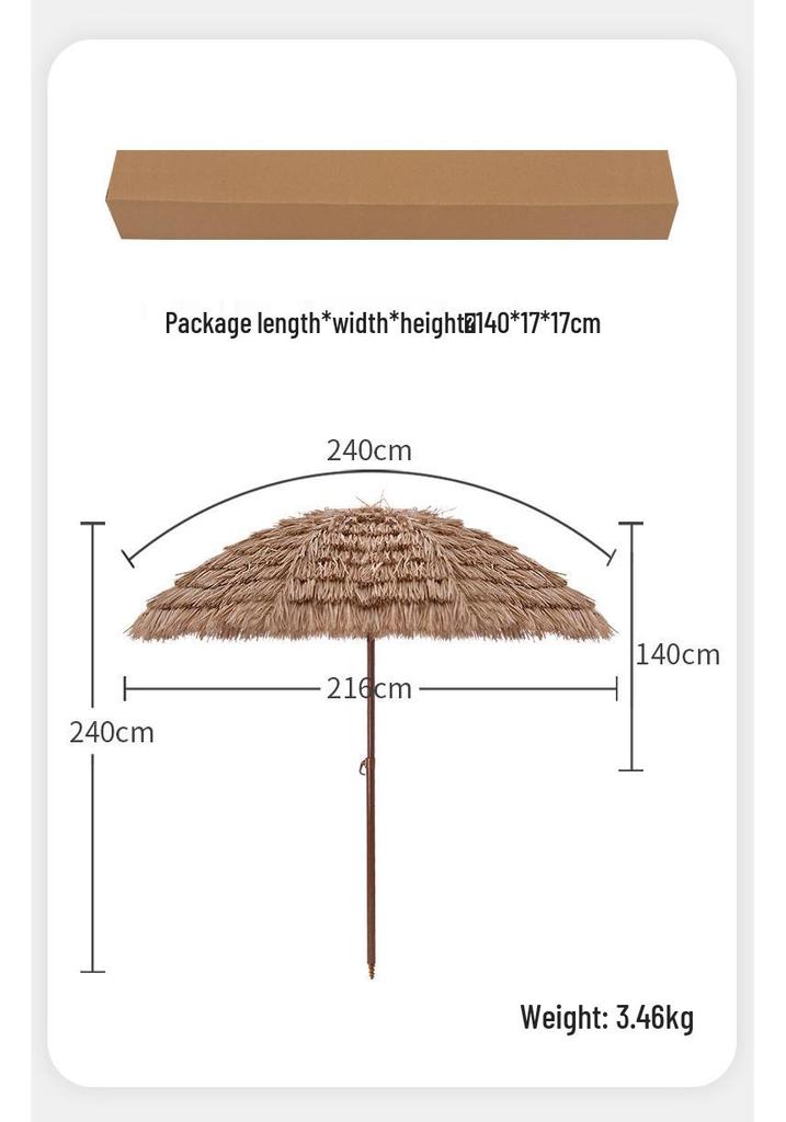 Outdoor Straw Thatch Sun Umbrella with Tassels for Villa Courtyard or Homestay