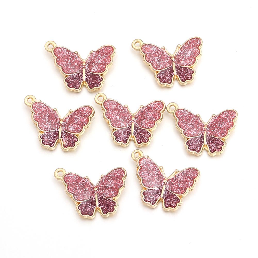

6Pcs/Lot Colorful Butterfly Charms Pendant Enamel Alloy Charms Animal Pendants DIY Jewelry Making Necklace Bracelet Accessories розовый