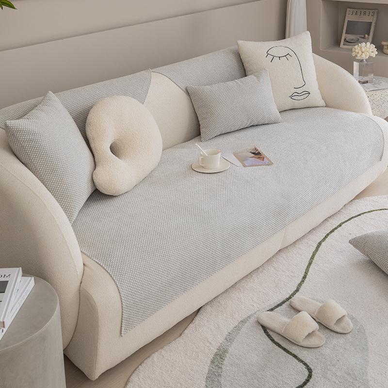 Housse de coussin de canapé en Chenille, universelle, quatre saisons, Simple, Style moderne, antidérapante, couleur unie, housse de dossier en tissu