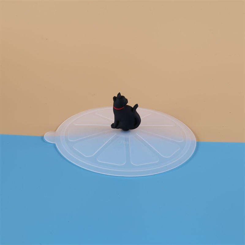 

Mug Lid 108mm X 115mm Silicone Lid, Food-grade Silicone, Dust-proof and Evenly Divided Lid, Cartoon-shaped Head, Cute Design 108mm чорний/прозорий