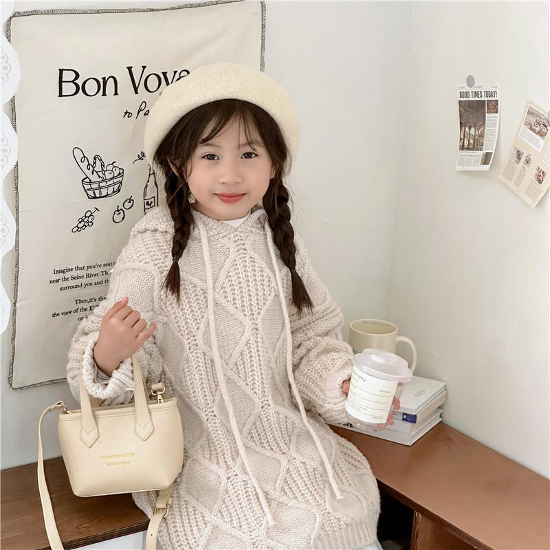Girls Basket Fashion Bag Minimalist Solid Color Toddler Handheld Bag Bucket