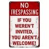 Funny No Trespassing Vintage Metal Sign, Rustic Tin Plaque Red Border Waterproof for Garage Man Cave Farmhouse Decor