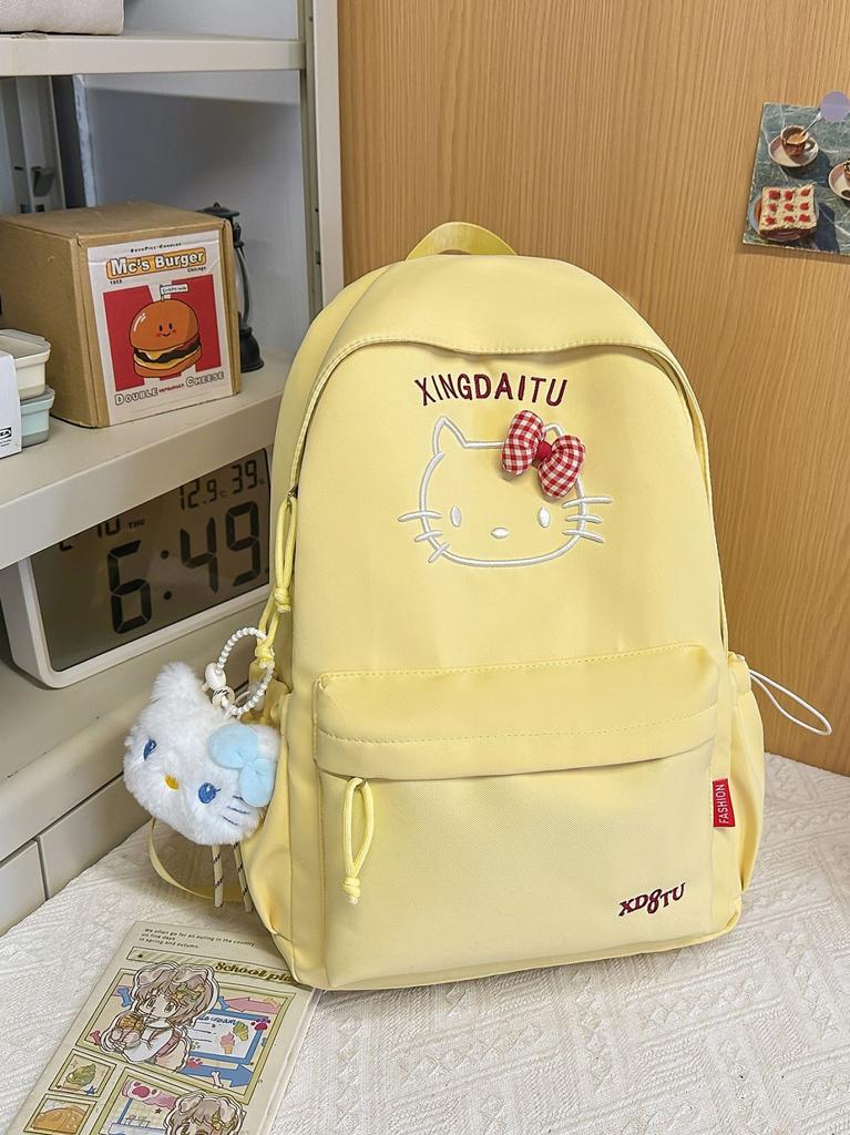 Schoolbag new hellokitty contrasting color backpack nylon wear-resistant lightweight backpack junior high school student schoolbag