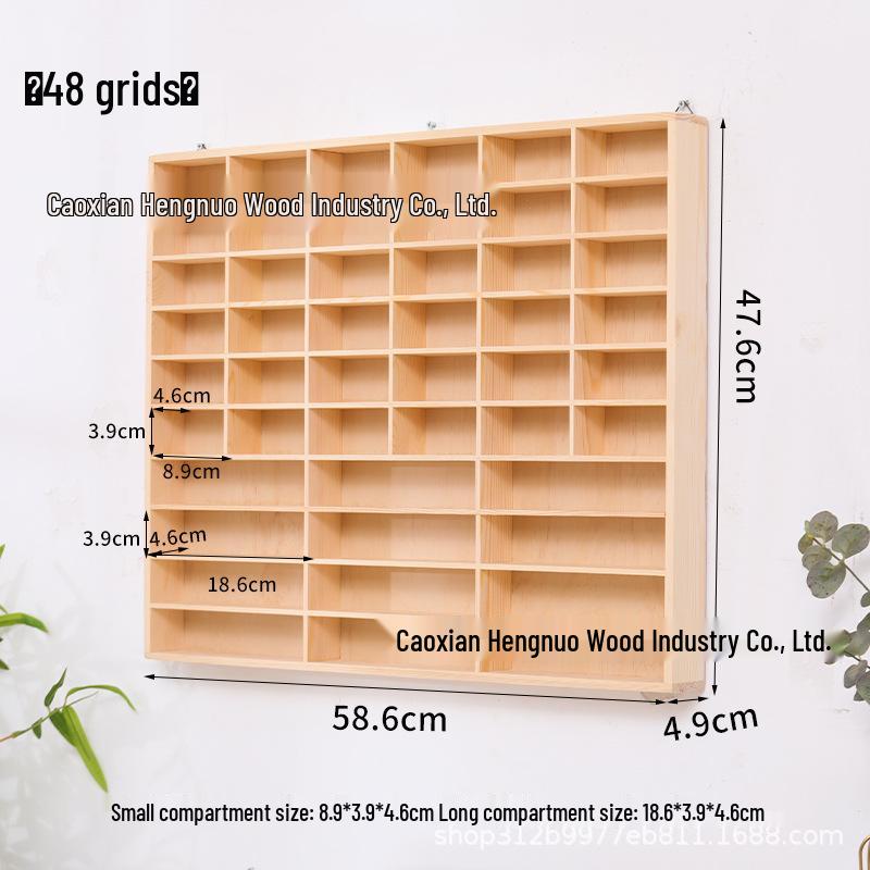 Solid Wood Wall-Mounted Toy Shelf for Tomica Blind Box Display - Multi-Compartment and Multi-Layer Design No Dust Cover, Wall-Mountable