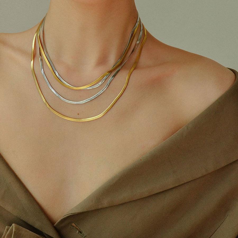 Trendy Double-Layer Snake & Blade Chain Necklace for Women