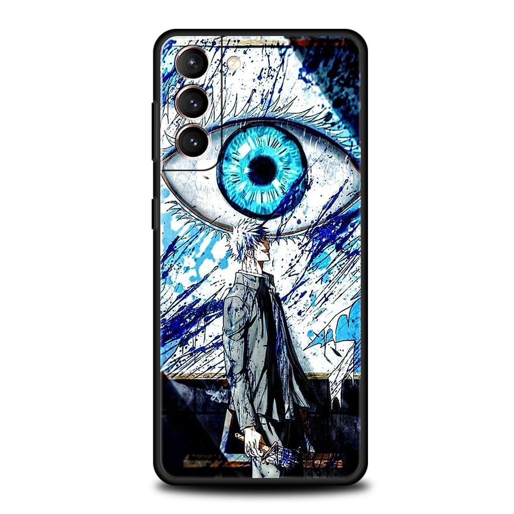 Phone Case For Samsung Galaxy S23 S22 Ultra S20 S21 FE 5G S10 S9 Plus S10E S8 Note 20 Black Cover Lucky Eye Blue Evil Eye Print