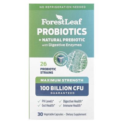 Probiotics + Natural Prebiotic with Digestive Enzymes, Maximum Strength, 30 Vegetarian Capsules