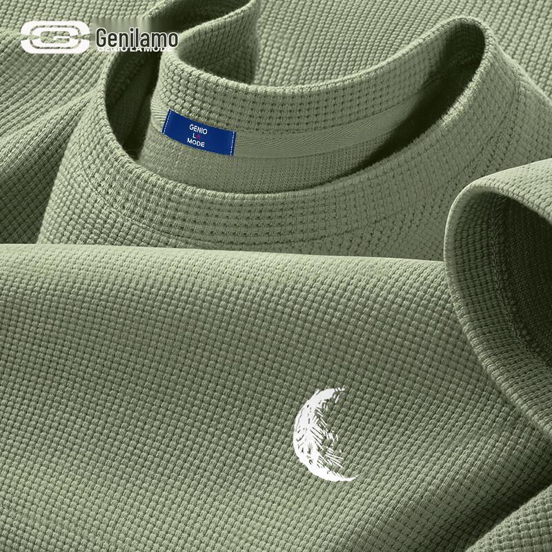 

GENIOLAMODE Men s Waffle Knit Loose Fit Short Sleeve T-Shirt XL