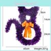 Stylish Foldable Black Cat Halloween Wreath For Unique Wall And Door Decor