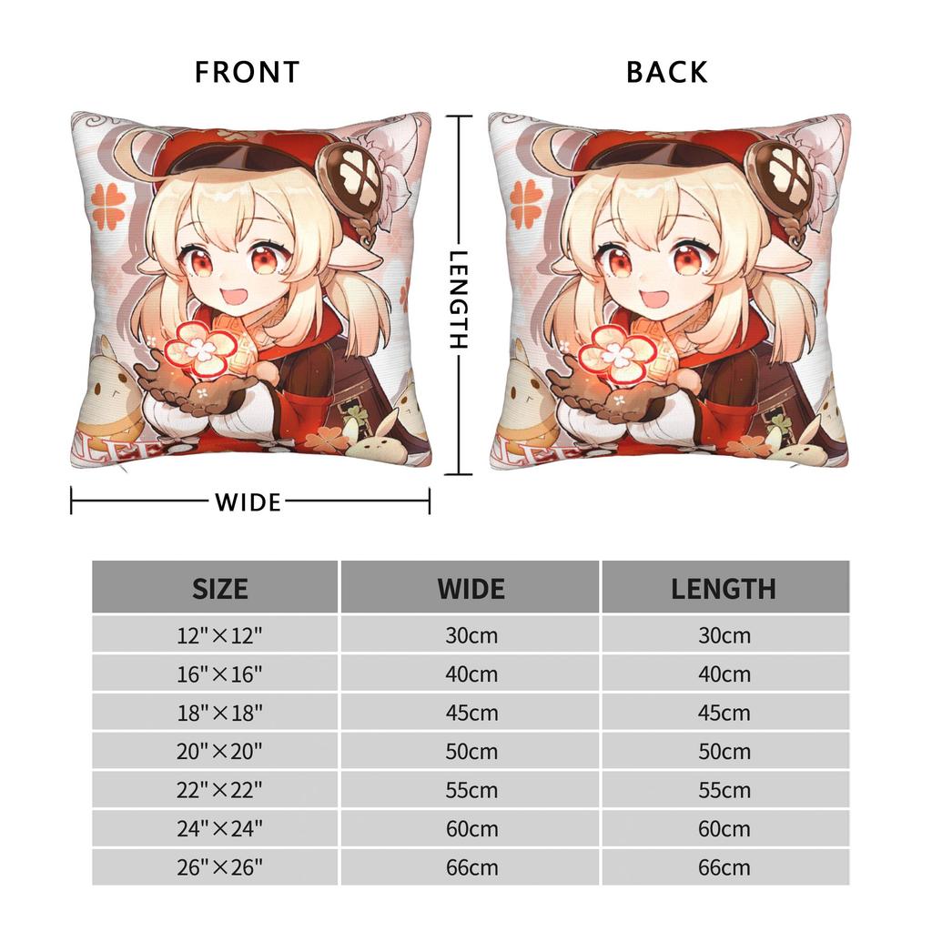 Genshin Impact Klee Geburtstag Kissenbezug Druck Polyester Kissenhülle Geschenk Wurfkissenhülle Zuhause Mit Reißverschluss 45X45cm