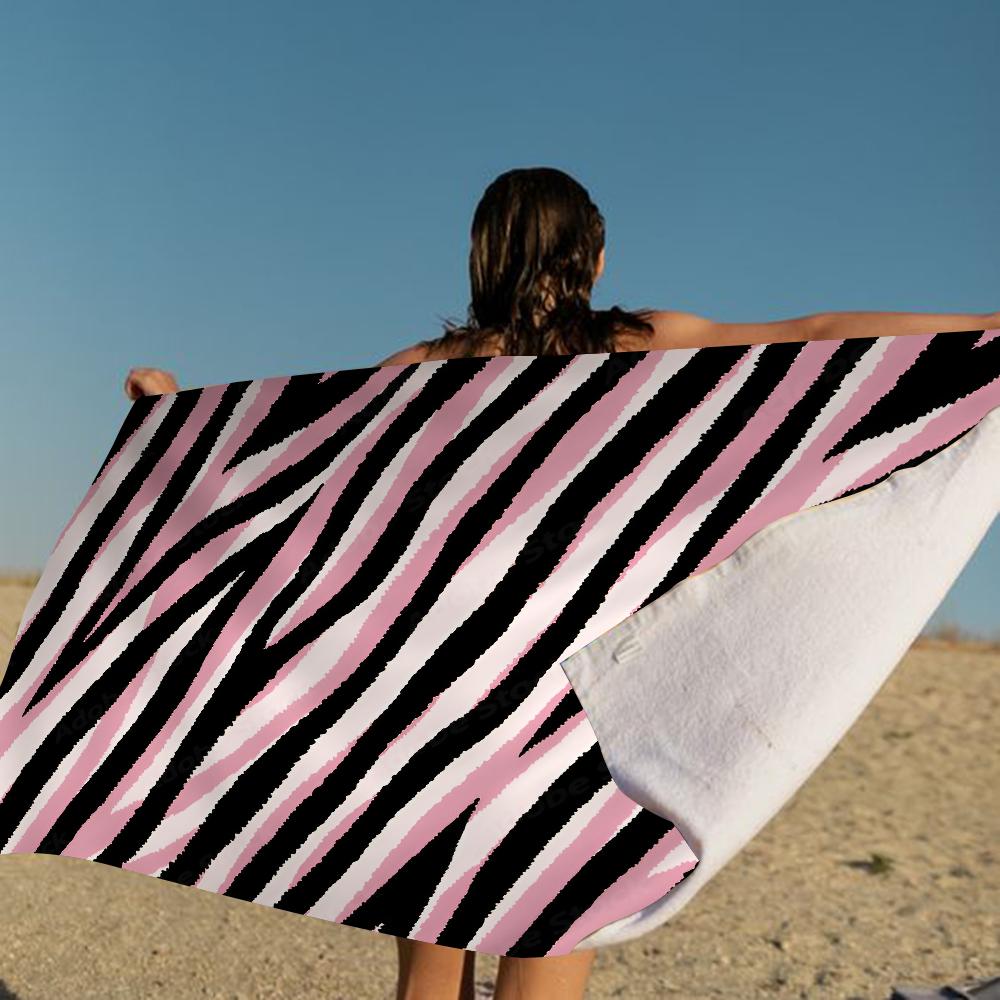 

Black White Print Zebra Anime Beach Swimming Towel Soft Absorbent Washcloth Children s Gifts For Kids Travel Camping Gym W40*H60(CM)