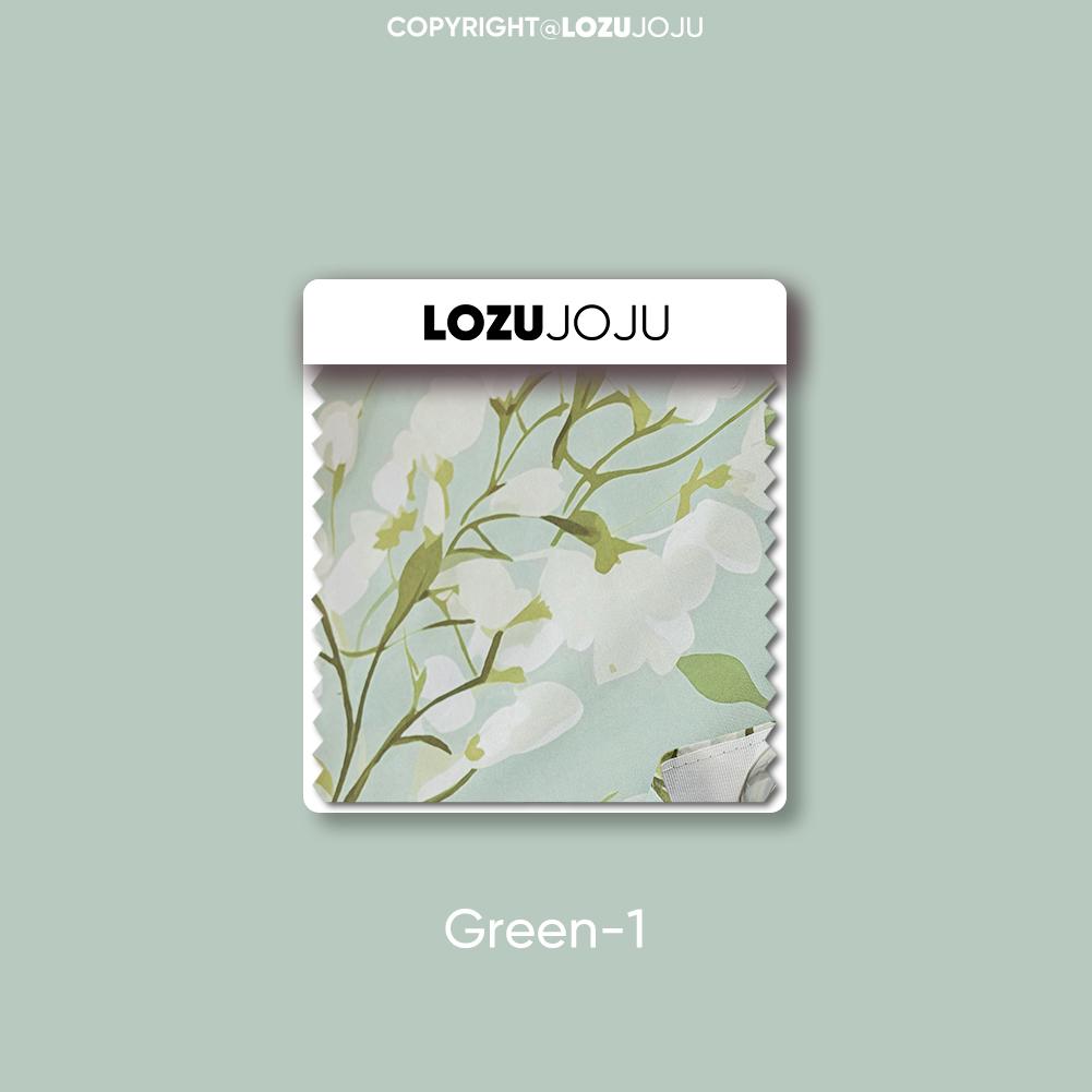 1PC LOZUJOJU Fashionable and Versatile Gardenia Green Printed Curtains Full Blackout Curtains for Bedroom Living Room Balcony Window for Home Decor