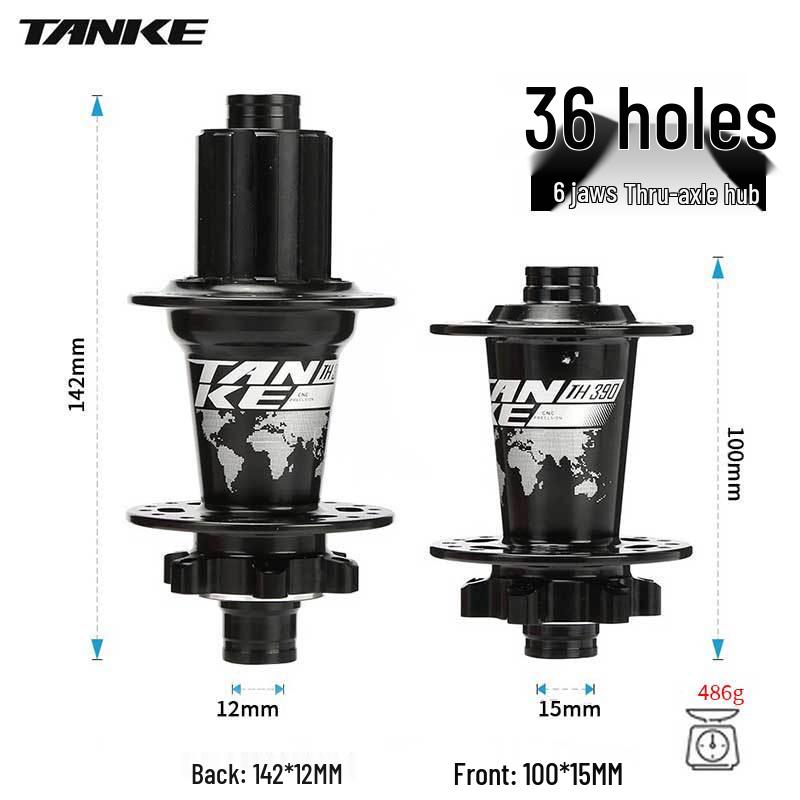TANKE Mountain Bike 4-Bearing Hub: Quick Release Thru Axle, Iridescent Aluminum Alloy.