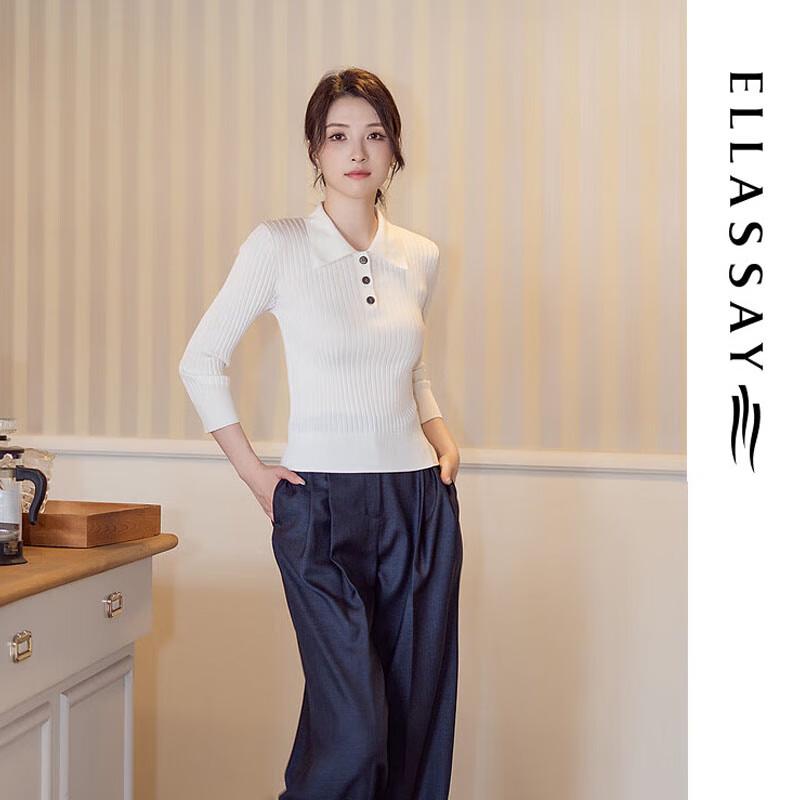 ELLASSAY Women's Silk Polo Knit Sweater