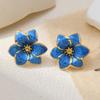 European & American Floral Stud Earrings - High-end, Colorful Drip Oil Design, Versatile Women's Accessories