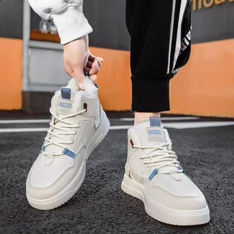 Men's Casual Sneakers 2024 Winter Fleece Warm Snow Boots for Men High Top Thick Bottom Non-slip Running Shoes Outdoor Sport Shoe