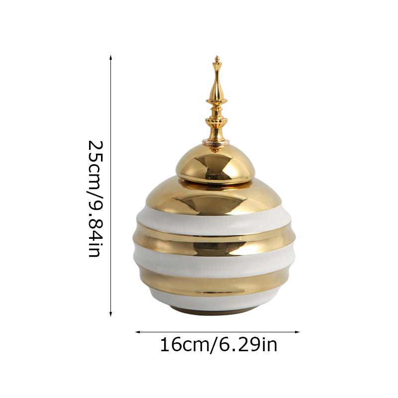 

1 шт. Имбирная банка Ваза для цветов Пиковая крышка Емкость для хранения Спальня Фарфоровая ваза Украшение для дома Золото Обеденный стол Керамическая ваза Винтаж