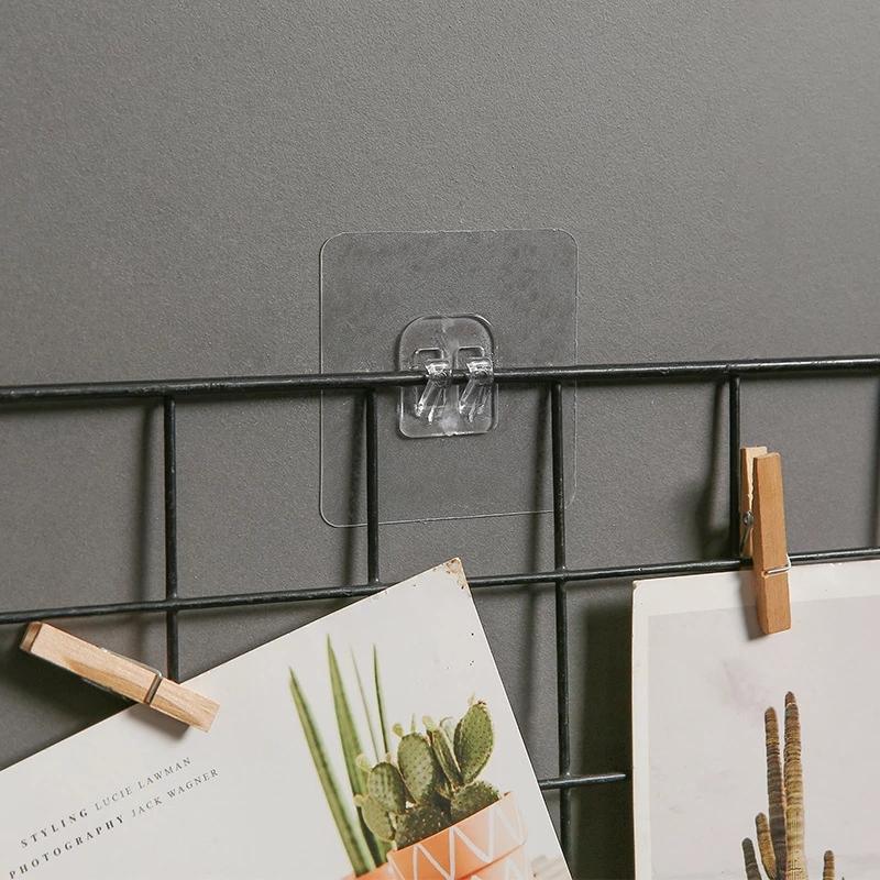 500PCS Transparent Hanging Shelf Hooks Wall Storage Rack Fixing Patch Strong Self-Adhesive Snap For Kitchen Bathroom Gadgets
