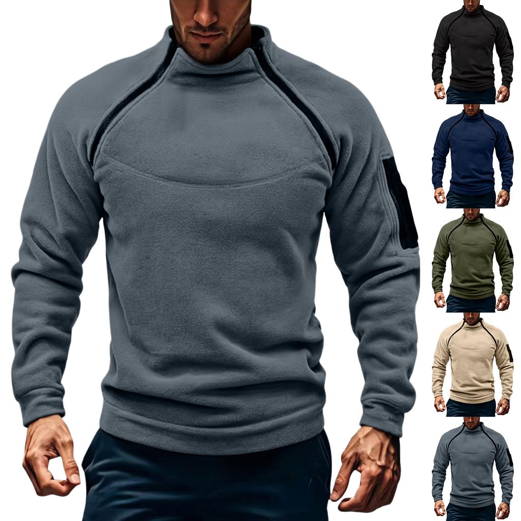 Men's Casual Style Loose Fleece Stand-up Collar Long-sleeved Sweatshirt