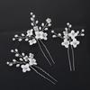 Mori pearl hairpin women's antique Hanfu hair accessories hand-woven ceramic flower hairpin U-clip hair accessories