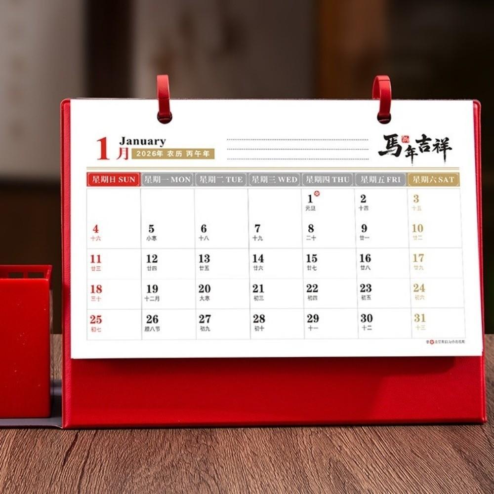 Standing 2026 Desktop Calendar Flip Design Coil Calendar Memo Pad Calendar Desktop Display