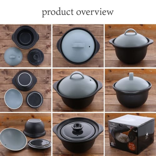 EAST Table 5-Minute Rice Cooker, 2-Cup Donabe (Earthenware Pot), T-east, Gray, Direct Heat Only, 23.4 X 20 X 17.2 Cm, Made In Japan, Dishwasher and Mi