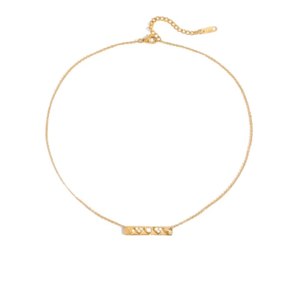 

Титановая сталь Двойная многослойная шейная цепочка Сладкий шарм Сердце Цепочка для ключиц Женщина Леди Девушка Style B