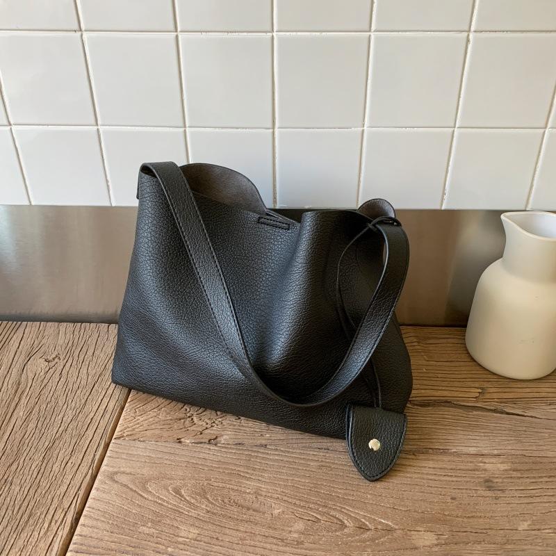 

Женская сумка-тоут большой вместимости, простая наплечная сумка-мессенджер, портативная сумка-ведро чёрный