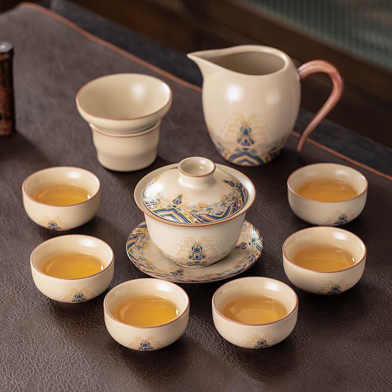

Zhuijia Ru Kiln Sea Wave River Cliff Gaiwan Tea Set