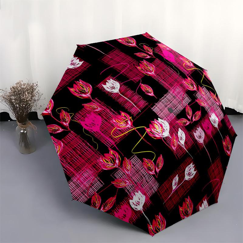 1pc Abstract Floral Pattern Design Umbrella with Plastic Handle,Suitable for All Seasons Umbrellaptys26096