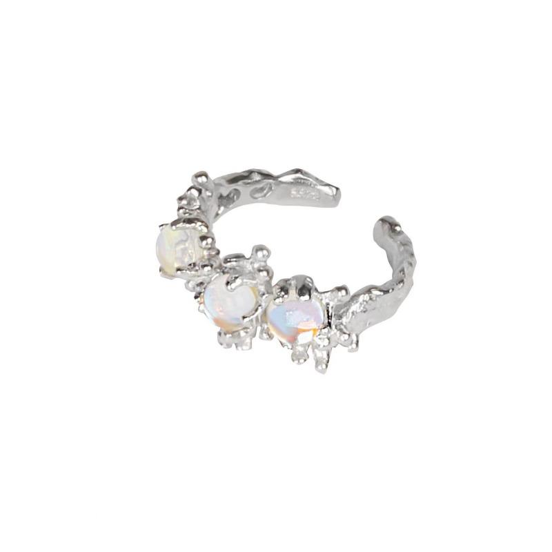 Y2K Kpop Crystal Ring for Women Heart Adjustable Irregular Punk Open Rings Vintage Geometric Trendy Creative Finger Jewelry