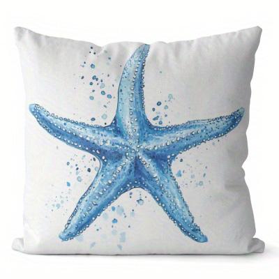 Home Decor Seashell Starfish Watercolor Pattern Pillow Covers Pattern Cushion Cover Suitable For Sofa Bedroom Car Pillow Cover