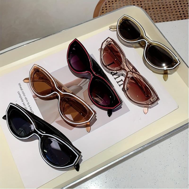 Retro Women'S Cat-Eye Fashion Sunglasses with Trendy Line Decorations, Stylish Men'S Decorative Eyewear for Outdoor