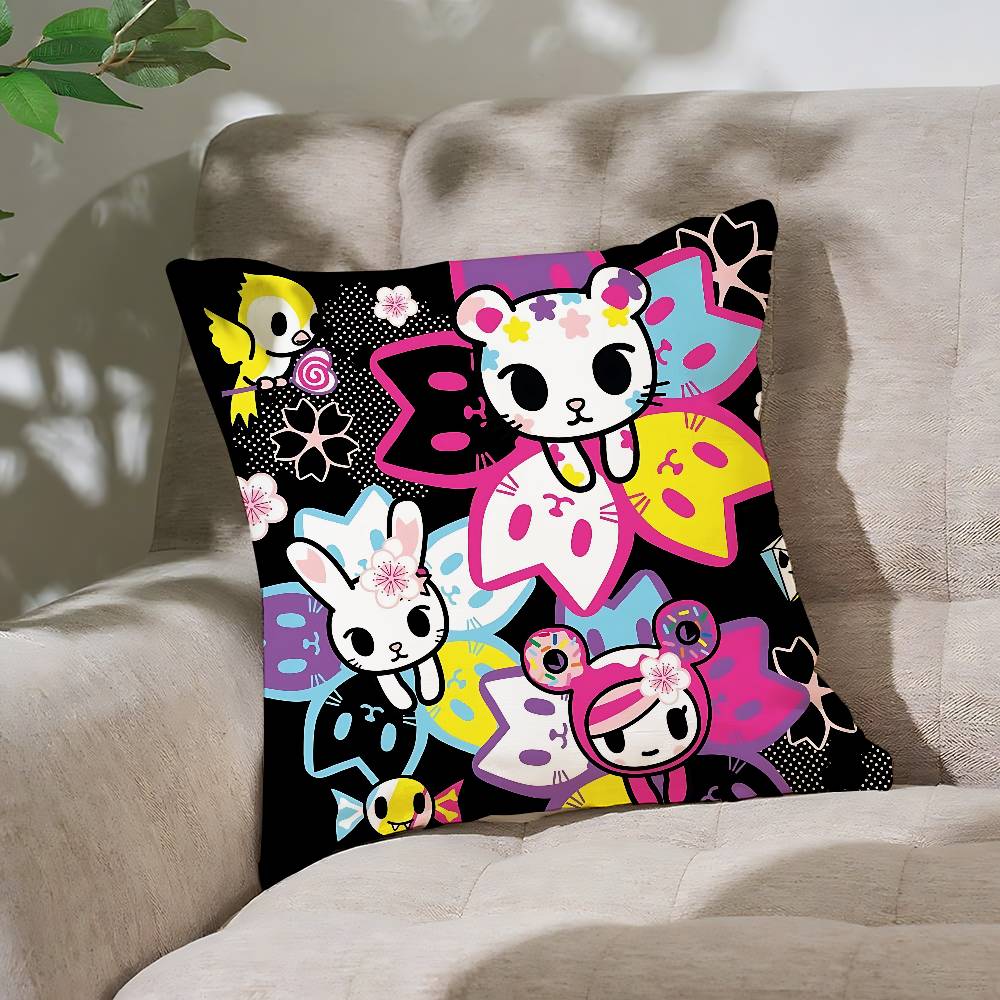 Japonia T-Tokidoki-Es Poszewka na poduszkę Pokrowiec na poduszkę Miękka Urocza Poszewka na poduszkę do rzucania Do samochodu Sofa Poszewka Poliester Z zamkiem błyskawicznym