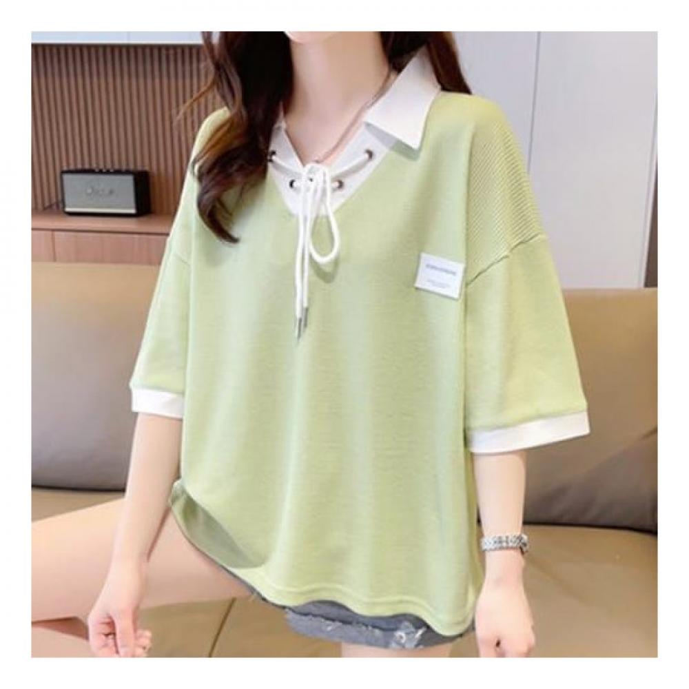 Navava Men Casual Ribbon Collar ShorT Sleeve T shirT nT1538