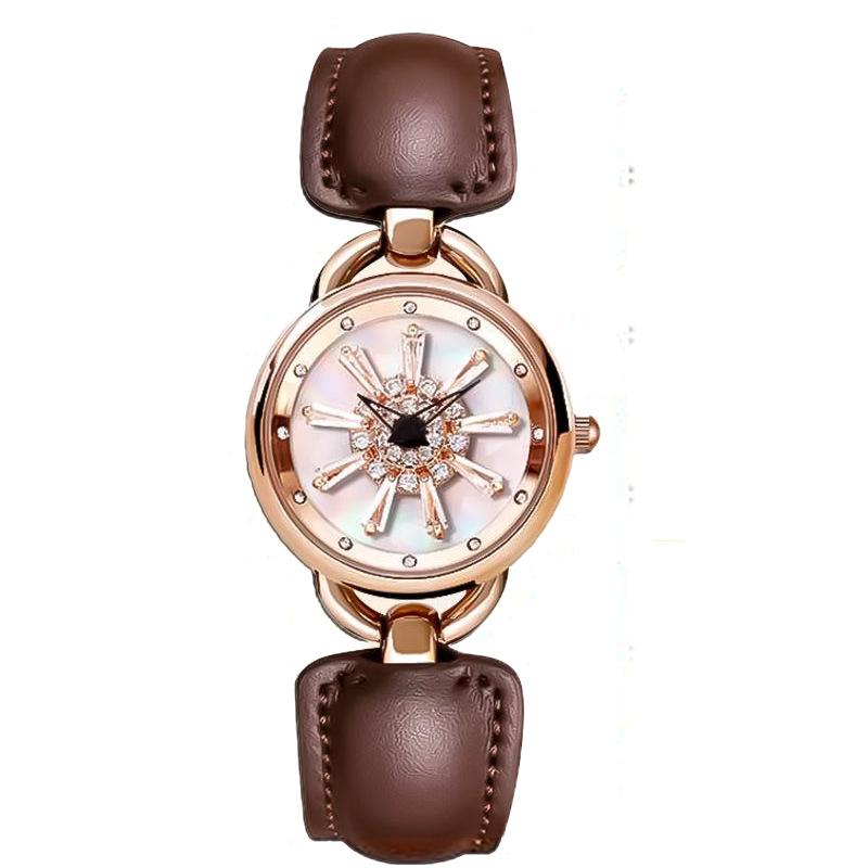 Snowflake Rotating Watch Retro Modern Niche Light Luxury Small Dial Women'S Watch Fashion