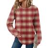 Women's Plaid Print Round Neck Long Sleeve Casual Loose Top