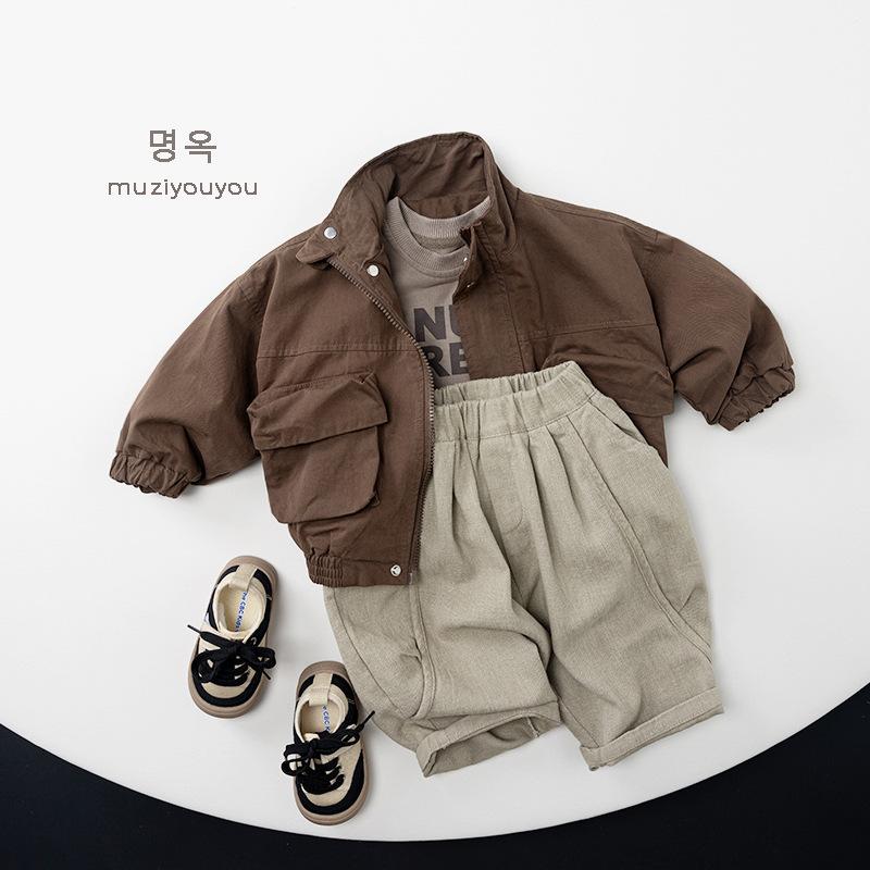 Pantaloni Casual Larghi a Gamba Larga in Puro Cotone Stile Coreano per Bambini Unisex