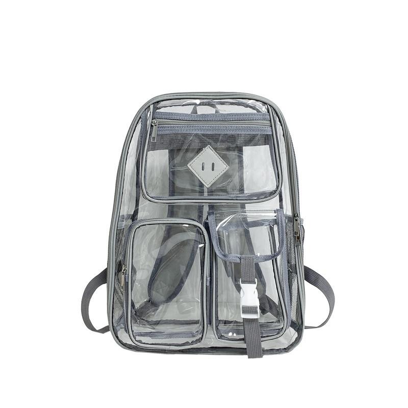 Jelly Bag Transparent Waterproof Backpack Computer Schoolbag Large Capacity Student Schoolbag серый