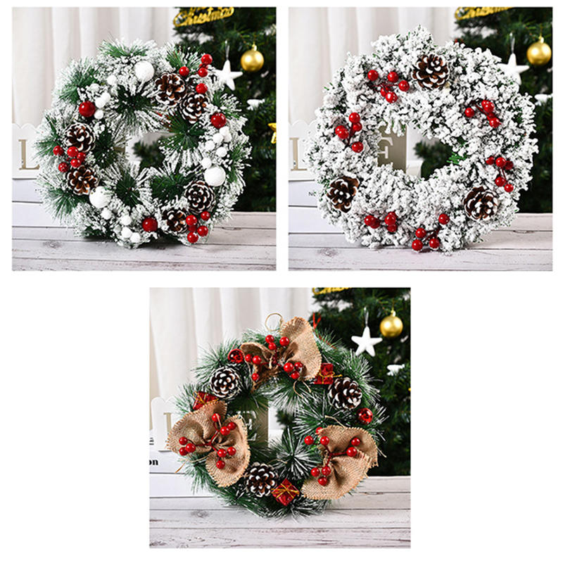 Christmas Wreaths for Front Door Flowers Pine Cones Fruits Leaves Garlands Xmas Tree Ornament Indoor Outdoor Party Window Door Decor